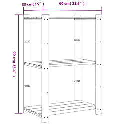 vidaXL Support de rangement à 3 niveaux gris 60x38x90 cm bois de pin pas cher