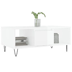 Avis Maison Chic Table basse,Table Console Table d'appoint, Table pour salon Blanc brillant 90x50x36,5 cm Bois d'ingénierie -MN74347