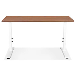 Avis Alterego Bureau réglable en hauteur 'OSMOSE' en bois Noyer et métal blanc - 140x70 cm