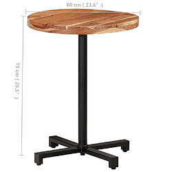 vidaXL Table de bistro Ronde Ø60x75 cm Bois d'acacia massif pas cher