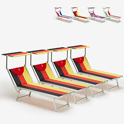 Beach And Garden Design 4 transats de plage chaises longues professionnels en aluminium Santorini Europe, Couleur: Allemagne