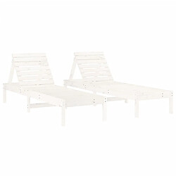 vidaXL Chaises longues lot de 2 blanc 199,5x60x74cm bois massif de pin