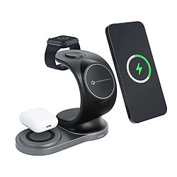 Riffi Forcell 3in1 P 15W Wireless Qi Charger Stand with Magsafe for Smartphone / Smartwatch / TWS Headset Black