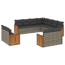 Maison Chic Salon de jardin 11 pcs avec coussins | Ensemble de Table et chaises | Mobilier d'Extérieur gris résine tressée -GKD91709