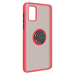 Avizar Coque Samsung Galaxy A51 5G Bi-matière Bague Métallique Fonction Support rouge