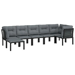 Avis Maison Chic Salon de jardin 7 pcs - Table et chaises d'extérieur - Mobilier/Meubles de jardin Moderne noir et gris résine tressée -MN72941