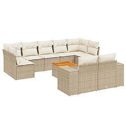 Maison Chic Salon de jardin avec coussins 10 pcs, Ensemble Tables et chaises de jardin, beige résine tressée -GKD932201