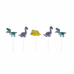 Paris Prix Lot de 5 Bougies d'Anniversaire Happy Dino Multicolore