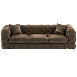 Avis Vente-Unique Canapé 3 places et fauteuil chesterfield en microfibre aspect cuir vieilli EDWINA