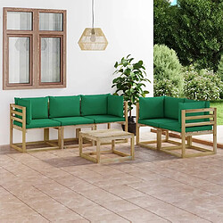 Maison Chic Salon de jardin 6 pcs + coussins - Mobilier/Meubles de jardin - Table et chaises d'extérieur vert -MN18376