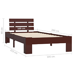 vidaXL Cadre de lit sans matelas marron foncé pin massif 100x200 cm pas cher