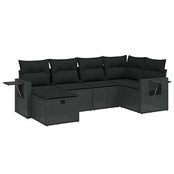 Maison Chic Ensemble Tables et chaises d'extérieur 6pcs avec coussins,Salon de jardin noir résine tressée -GKD307929