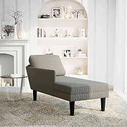 vidaXL Chaise longue avec coussin gris clair tissu en velours côtelé