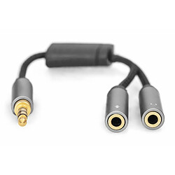 Acheter DIGITUS adaptateur stéréo pour casque 3.5mm, M vers 2*F boîtier en aluminium, plaqué or, gaine en nylon, 0,2m