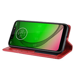 Wewoo Housse Coque Étui en cuir à boucle magnétique avec texture rétro et pour Motorola Moto G7 Play (version UE), support emplacements pour cartes porte-monnaie (rouge) pas cher