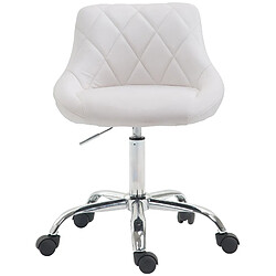 Decoshop26 Tabouret de travail confortable pour cabinet médical salon de beauté en PVC blanc pivotant et réglable TABO10149