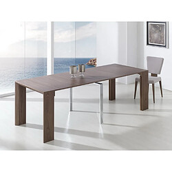 Inside 75 Table console extensible TAO 10 couverts 40/240x90cm pied bois plateau chêne noueux