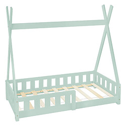 ML-Design Lit d'enfant 70 x 140 cm menthe tipi antichute en bois pin avec grille sécurité