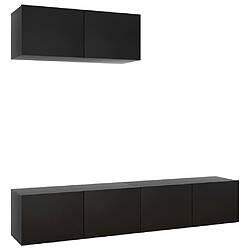 Maison Chic Meubles TV 3 pcs | Banc TV Moderne pour salon | Meuble de Rangement Noir Aggloméré -MN84336