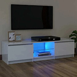 Maison Chic Meubles TV avec lumières LED - Banc TV pour salon blanc brillant 120x30x35,5 cm -MN95225