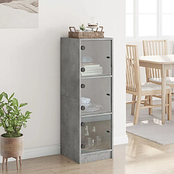 Avis Maison Chic Commode Buffet - Meuble de rangement avec portes en verre gris béton 35x37x109 cm -GKD14574