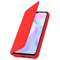 Avizar Housse Xiaomi Redmi 9A Étui Folio Portefeuille Fonction Support rouge