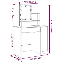 vidaXL Coiffeuse avec LED Gris béton 86,5x35x136 cm pas cher