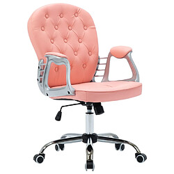 Helloshop26 Chaise fauteuil siège de bureau informatique étude pivotante Rose similicuir rose 02_0024056