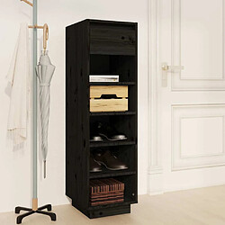 Maison Chic Armoire à Chaussures Noir,Meuble de Rangement à Chaussures 34x30x105 cm Bois de pin massif -MN40439