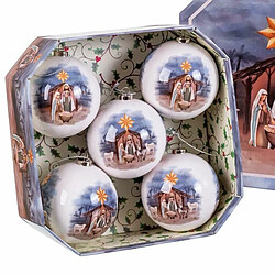 BigBuy Christmas Boules de Noël Multicouleur Papier Polyfoam Naissance/Crèche 7,5 x 7,5 x 7,5 cm (5 Unités)