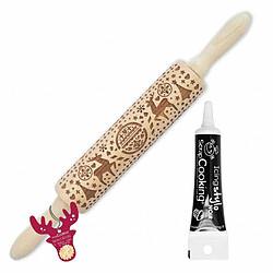 Scrapcooking Rouleau à pâtisserie empreintes Noël 39 cm + Stylo de glaçage noir