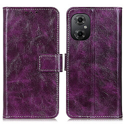 Etui en PU texture rétro crazy horse, fermoir magnétique avec support pour votre Xiaomi Poco M4 5G/M5 5G - violet