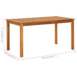 vidaXL Table de jardin 140x80x74 cm Bois d'acacia massif pas cher