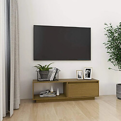 Maison Chic Meuble TV scandinave - Banc TV pour salon Marron miel 110x30x33,5 cm Bois de pin massif -MN74668