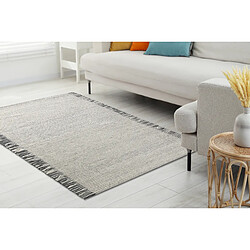 Acheter RUGSX Tapis en laine TAHAR 99003F crème gris - TISSÉ MAIN Lignes, franges 90x150 cm