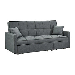 Vente-Unique Canapé 3 places convertible en tissu CANETTI - Gris