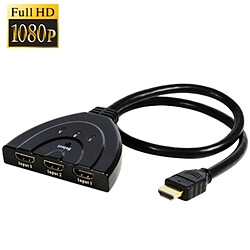 Wewoo Switch HDMI noir Sélecteur HDMI 3x1 Pigtail 1080P plaqué or