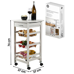 Urban Living Desserte à roulettes avec 1 tiroirs et 3 paniers - H. 76 cm - Blanc pas cher