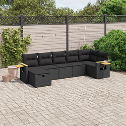 Maison Chic Ensemble Tables et chaises d'extérieur 7pcs avec coussins,Salon de jardin noir résine tressée -GKD428325