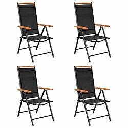 Salle à manger de jardin 5 pcs,Table et chaise à dîner aluminium noir -MN49543