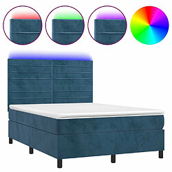 Maison Chic Lit adulte- Lit + matelas,Sommier à lattes de lit avec matelas LED Bleu foncé 140x200 cm -GKD81124