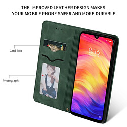 Wewoo Housse Coque Etui en cuir avec rabat horizontal magnétique Business Skin Feel rétro pour Redmi Note7 et Redmi Note7 Pro Vert armée