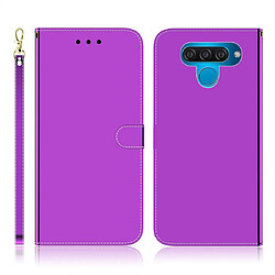 Wewoo Housse Coque Etui à rabat horizontal en surface imitation miroir pour LG Q60 avec porte-carte et emplacements de cartes & porte-monnaie / cordon Violet