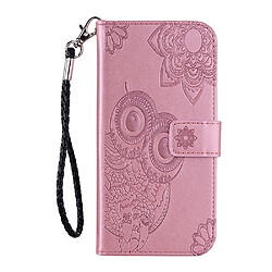 Etui en PU empreinte chouette fleur motif or rose pour votre Samsung Galaxy A21s