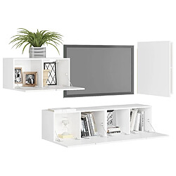 Avis Maison Chic Ensemble de meubles TV 4 pcs | Banc TV Moderne pour salon | Meuble de Rangement - Blanc Aggloméré -MN75806