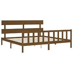 Maison Chic Lit adulte - Cadre Structure de lit avec tête de lit Contemporain marron miel 200x200cm bois massif -MN98898 pas cher