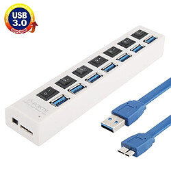 Wewoo Hub USB 3.0 blanc 7 Ports USB 3.0 HUB, Super Vitesse 5 Gbps, Plug and Play, Support 1 To 