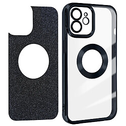 Avizar Coque pour iPhone 12 Paillette Amovible Silicone Gel Série Protecam Spark Noir