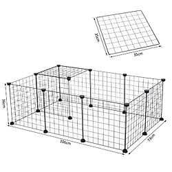 Avis Pawhut Cage parc enclos pour animaux domestiques L 106 x l 73 x H 36 cm bords arrondis fil métallique noir 55