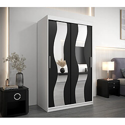 Abiks Meble Armoire Sewilla à portes coulissantes 200/120/62 2 portes (blanc/noir)